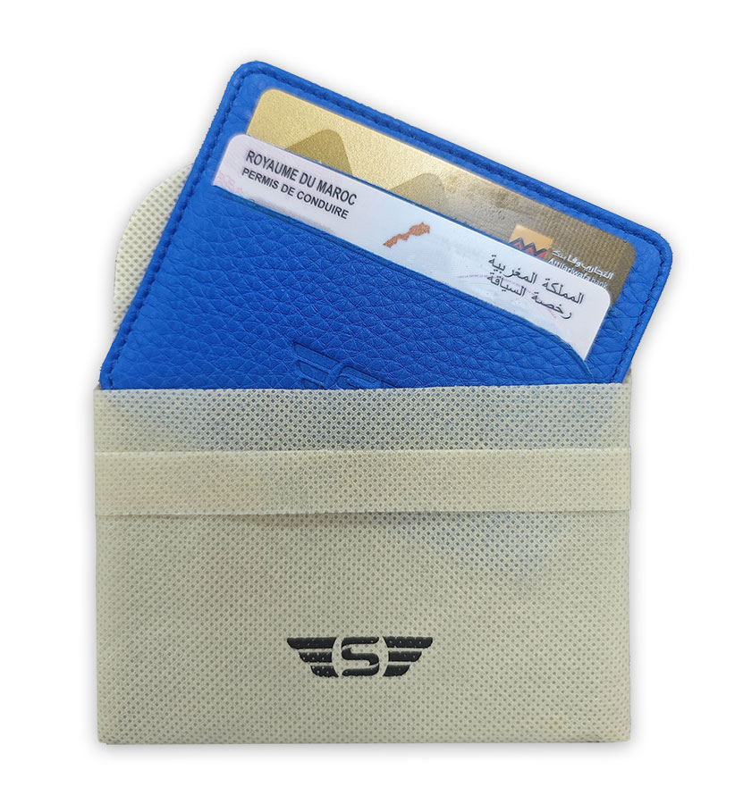 Porte carte cuir véritable bleu Legend