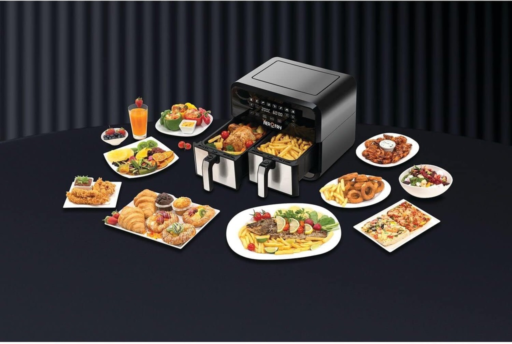 Air fryer Double 4L + 4L Aerofry en acier Black + Decker
