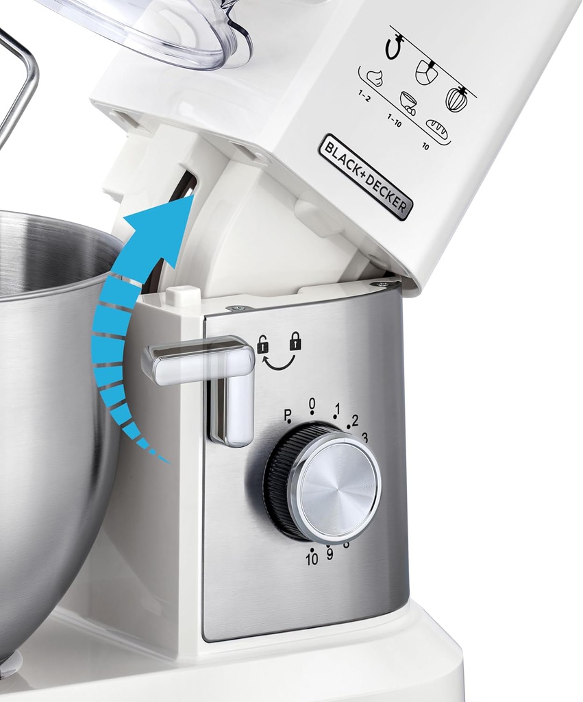 Robot pétrin de cuisine pâtissier multifonction 6,0 L, 1000 W