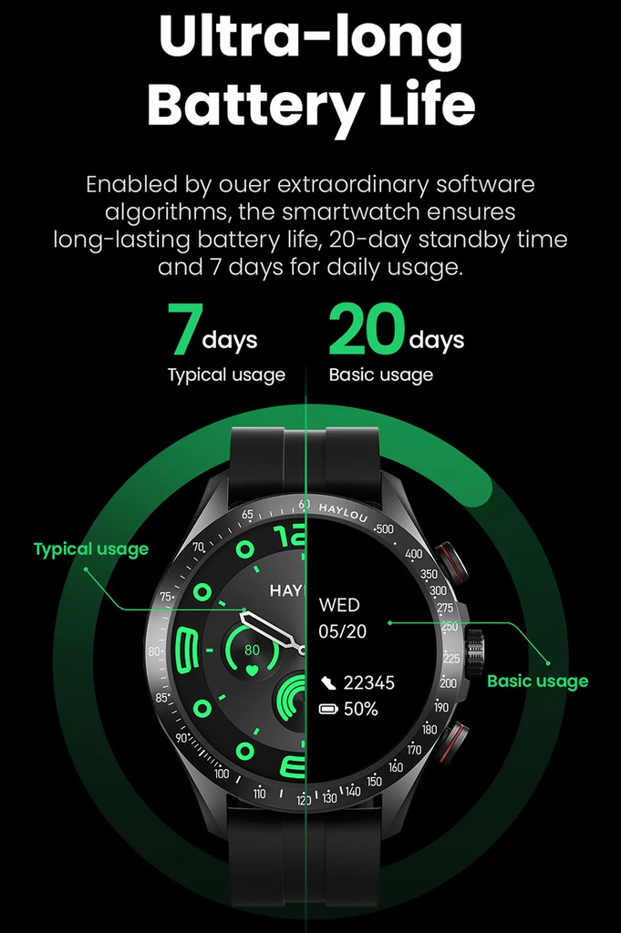 HAYLOU Solar Pro Smart Watch - Montre connectée