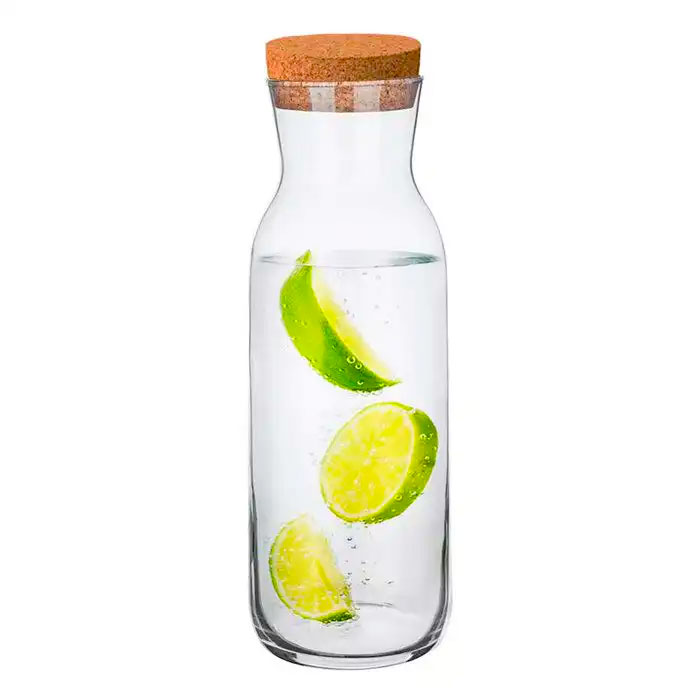 Luxus Bouteille, Carafe individuelle en verre transparent avec bouchon en liège 500ml