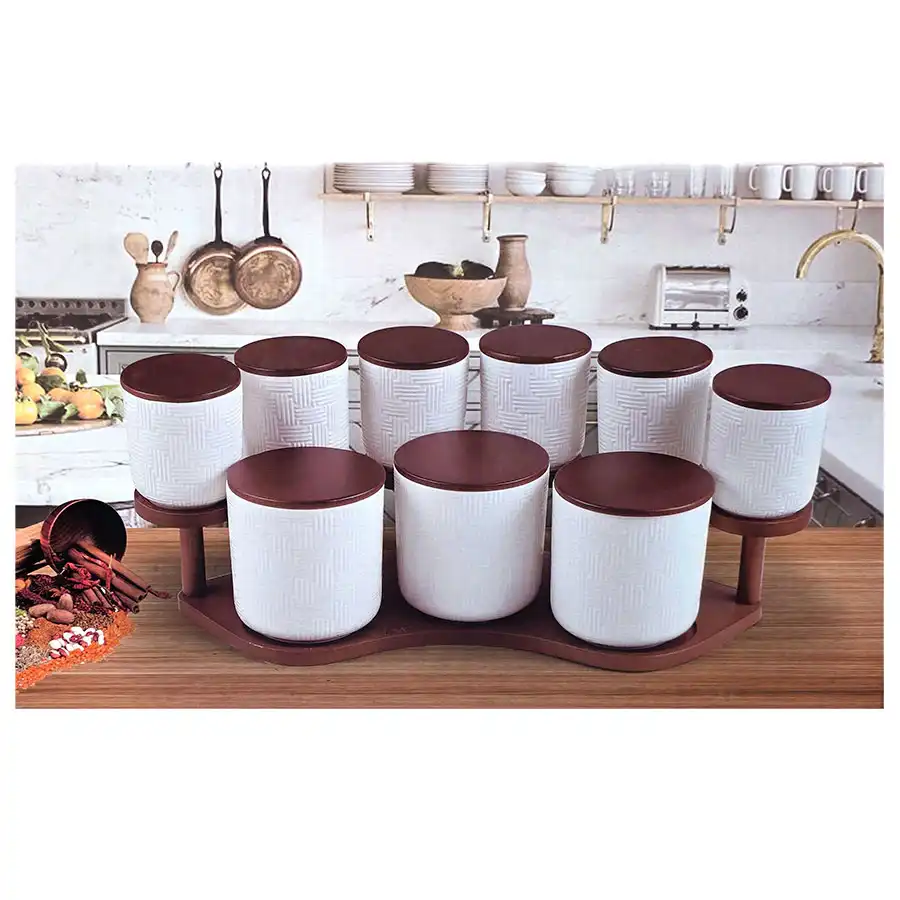 Pandiani Pots à épices, service à épices avec support