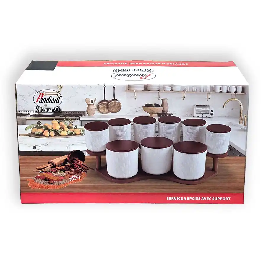 Pandiani Pots à épices, service à épices avec support