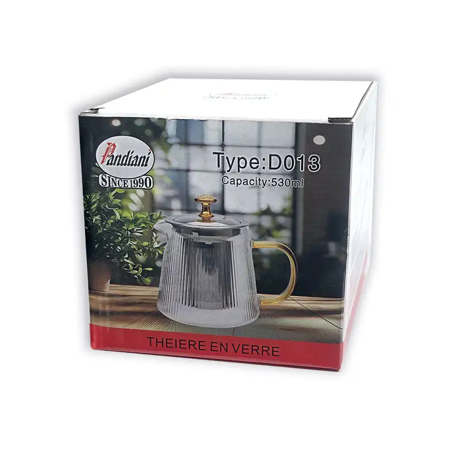 Pandiani Théière en verre - 530ml - Résistante au feu - Filtre en acier inoxydable