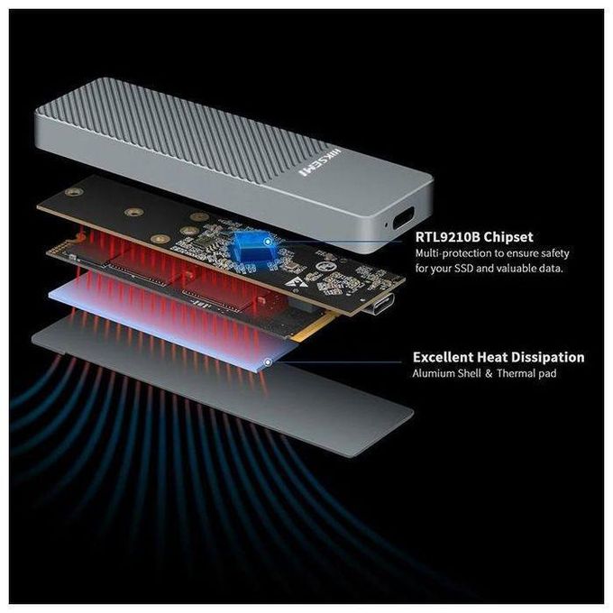 hiksemi Boitier disque dur externe Nvme M.2 SATA SSD (HS-HUB-MD202)