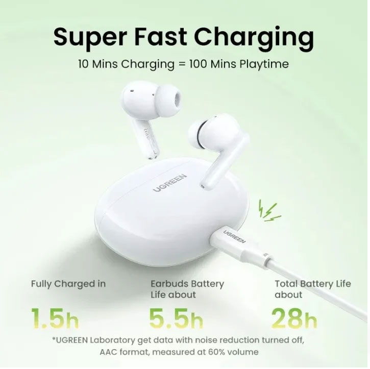 UGREEN Écouteurs Buds Sans Fil HiTune P3 – Bluetooth 5.4 – Blanc