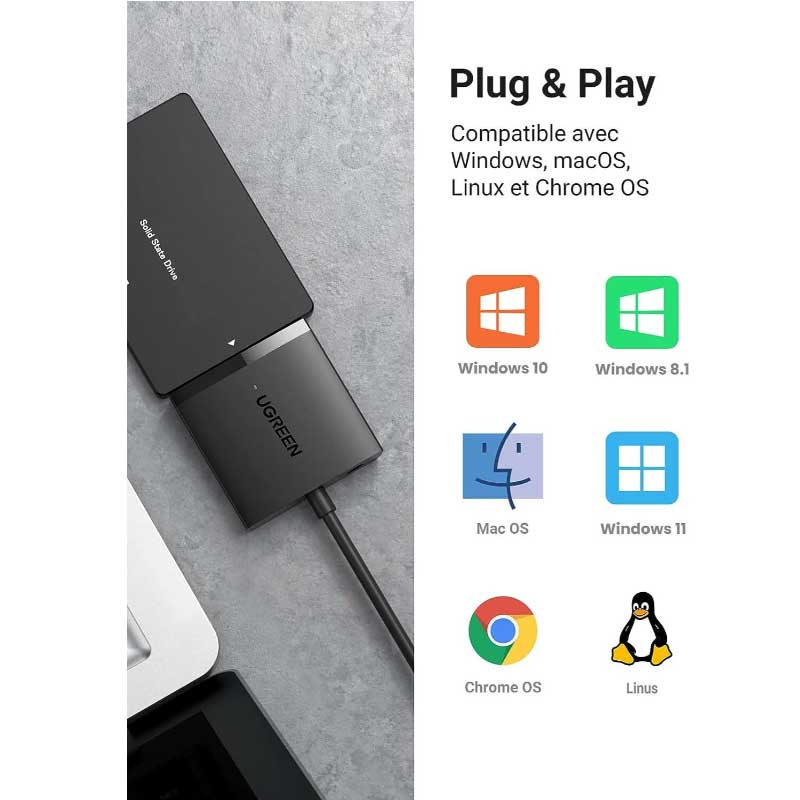 Adaptateur UGREEN USB vers SATA (60561)