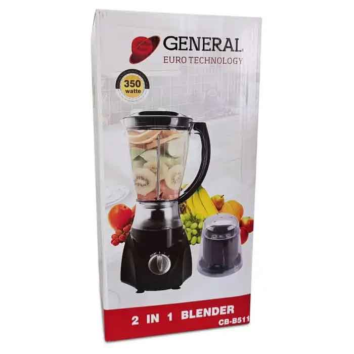 Blender General 1.5L puissant 350w avec moulin épice 2 in 1 Noir