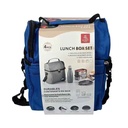 Lunch box isotherme empilable 4 pièces en acier inoxydable couleur bleu Luxus LBT4B avec poignée - Maroc