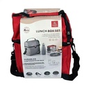 Lunch box isotherme empilable 4 pièces en acier inoxydable couleur rouge Luxus LBT4R avec poignée - Maroc
