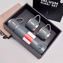 Bouteille thermos isotherme grise Luxus TL500G de 500 ml avec ses trois tasses de partage alignées - Maroc
