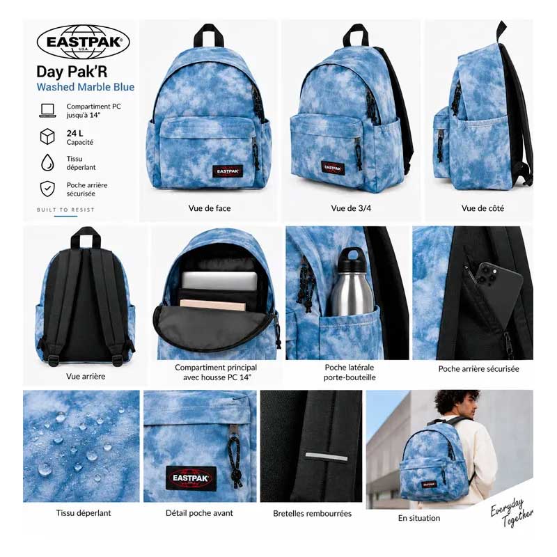Sac à dos Eastpak Day Pak’r Washed Marble Blue 24 L