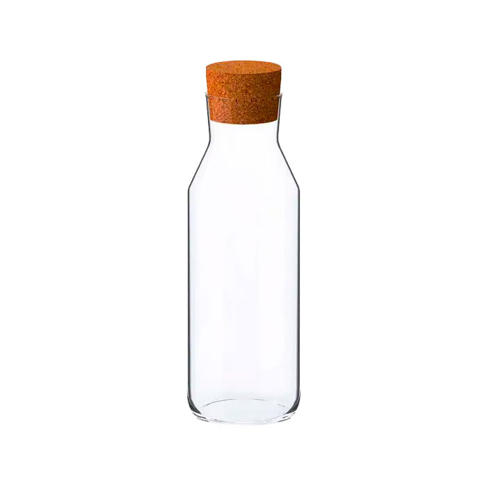 Luxus Bouteille, Carafe individuelle en verre transparent avec bouchon en liège 500ml