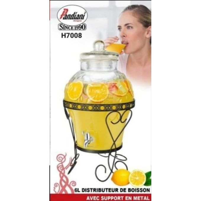 Pandiani Distributeur de boisson 6 Litres avec support en metal