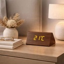 Pandiani Réveil Digital LED Effet Bois avec 3 Alarmes – Heure, Température, Date