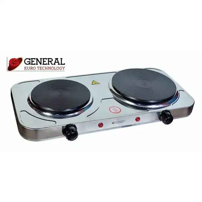 Plaque de Cuisson Inox General CH-025AS 2 Feux Électrique 2500W