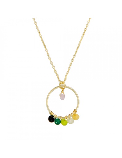 [3C/L2713Mj] Collier Moonstone ' Cerla' Jade multicolore (3C/L2713Mj)