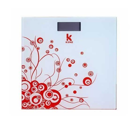 [RTC3051] Kenz Pèse Personnes Électronique en verre trempé | max 150 kg | Balance Electronique Rouge
