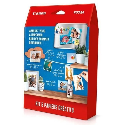[3635C003AA] Kit 100 papiers photo créatifs Canon pour imprimante 5 types