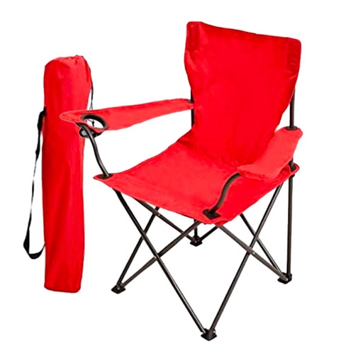 Chaise de plage ou camping Premium pliante avec sac et porte-gobelet, rouge