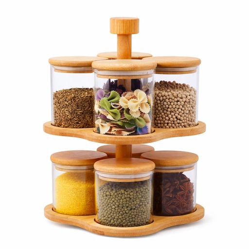 [HBG-8456] Kenz Pots à épices, service à épices 8 pièces avec support