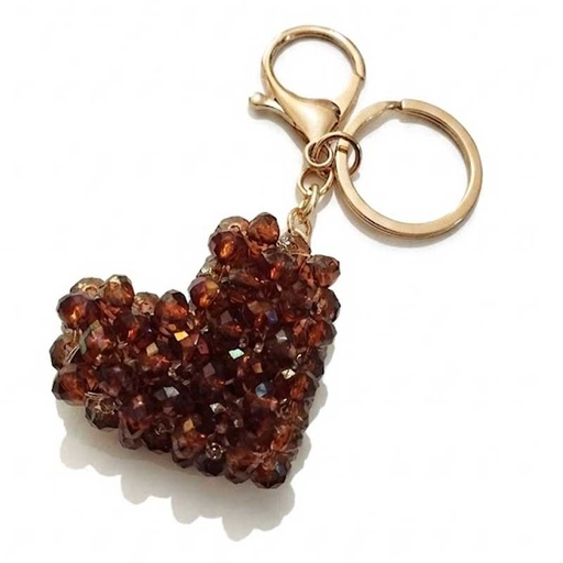 [PCC-marron] Porte-clés & Charme de Sac DORÉA – Crystal Bloom Marron